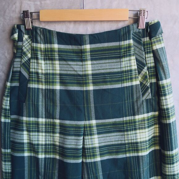 FREE PEOPLE NWT Acadia Green Combo Demi Plaid Pants Size 8 Cropped Wide Leg Punk - Picture 5 of 12